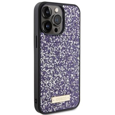 4. Etui Guess Rhinestone Metal Logo na iPhone 15 Pro - różowe