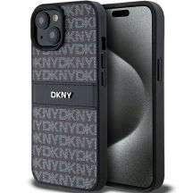 Etui DKNY Leather Mono Stripe & Metal Logo na iPhone 15 Plus / 14 Plus - czarne
