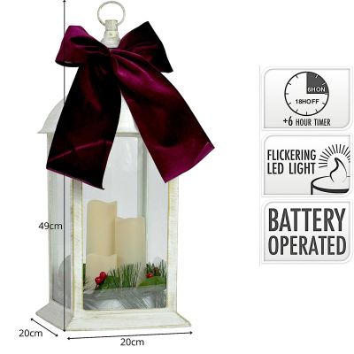 5. LATARNIA LAMPION ADWENTOWY ZNICZ LED 49CM BIAŁY 3 ŚWIECE