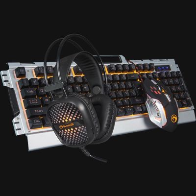 2. Marvo CM303 klawiatura Dołączona myszka Gaming USB Czarny, Srebrny