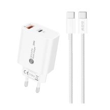 Ładowarka sieciowa A6MaxC 20W USB-A USB-C z kablem USB-C - USB-C 1m - biała