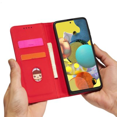 13. Magnet Card Case etui do Samsung Galaxy A13 5G pokrowiec portfel na karty kartę podstawka czerwony