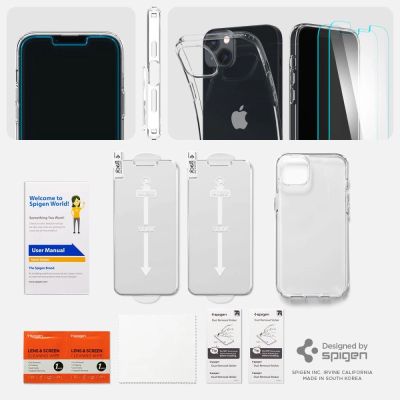 6. Zestaw etui Spigen Crystal i szkło hartowane na iPhone 14 Plus - przezroczyste