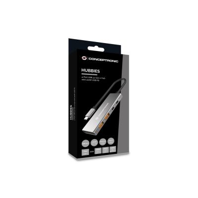 9. Conceptronic HUBBIES15G huby i koncentratory USB 3.2 Gen 2 (3.1 Gen 2) Type-C 10000 Mbit/s Szary