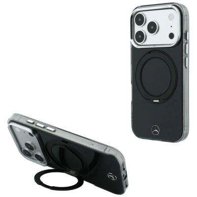 Etui Mercedes Ring Stand Iconic Logo MagSafe na iPhone 18 Pro Max / 17 Pro Max - czarne