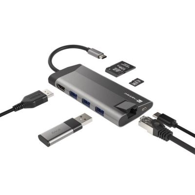 5. NATEC MULTIPORT ADAPTER FOWLER PLUS USB-C-> USB 3.0 3X, HDMI 4K, USB-C PD, RJ45, MICRO SD NMP-1690