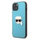 2. Etui Karl Lagerfeld Leather Ikonik Karl's Head Metal na iPhone 13 mini - niebieskie