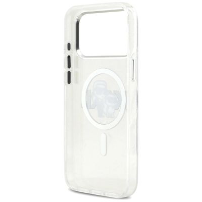7. Etui Karl Lagerfeld IML Glitter Karl & Choupette Sketch Logo MagSafe do iPhone 17 Pro Max - przezroczyste