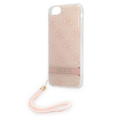 6. Etui Guess 4G Print Strap na iPhone SE 2022 / SE 2020 / 7 / 8 - różowe