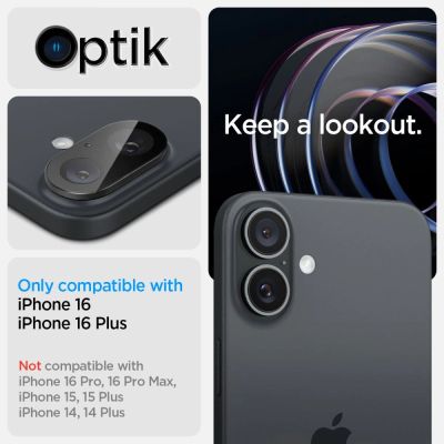 9. Szkło na aparat Spigen Optik GLAS.TR Camera Protector 2-PACK na iPhone 16 / 16 PLUS - czarne