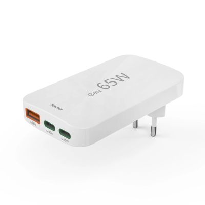 2. Ładowarka Hama GaN 65W 2x USB-C 1x USB-A składana - biała