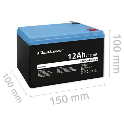 7. Qoltec Akumulator LiFePO4 Litowo-Żelazowo-Fosforanowy 12.8V 12Ah 153.6Wh BMS