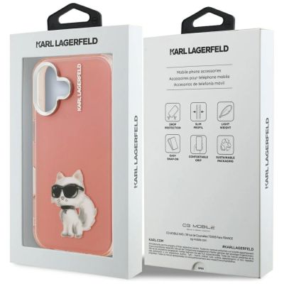 8. Etui Karl Lagerfeld IML Aquarelle Choupette & Logo na iPhone 16 - różowe