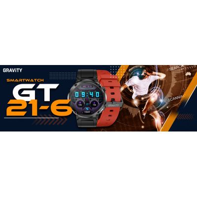 10. Smartwatch Gravity GT21-6 + Czerwony Pasek Silikonowy