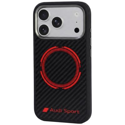 3. Etui Audi RSQ Carbon Fiber Sport Red Circle MagSafe na iPhone 18 Pro / 17 Pro - czarne