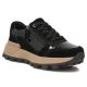 Skórzane sneakersy damskie na koturnie lakierowane czarne Filippo DP7988