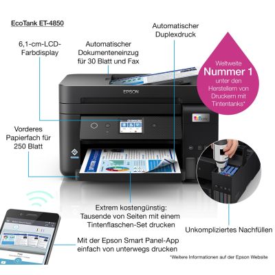 78. Epson EcoTank ET-4850 Atramentowa A4 4800 x 1200 DPI 33 stron/min Wi-Fi