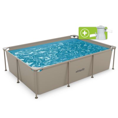 13. VIRTUFIT PROSTOKĄTNY BASEN 260 x 180 CM Z POMPĄ FILTRUJĄCĄ BEŻOWY