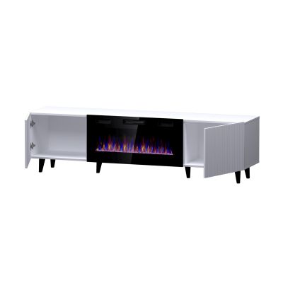 2. Szafka RTV PAFOS EF z kominkiem elektrycznym 180x42x49 biały mat
