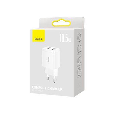 7. Baseus Compact ładowarka sieciowa 2x USB 10.5W biały (CCXJ010202)