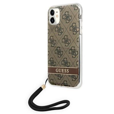 2. Etui Guess 4G Print Strap na iPhone 11 - brązowe