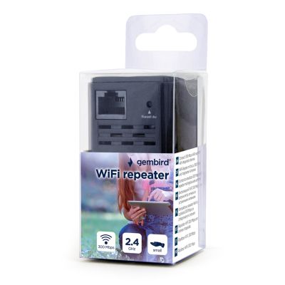 2. GEMBIRD WIFI REPEATER MINI WNP-RP300-03-BK B/G/N300 + GNIAZDO RJ45, DO GNIAZDKA 230V, CZARNY