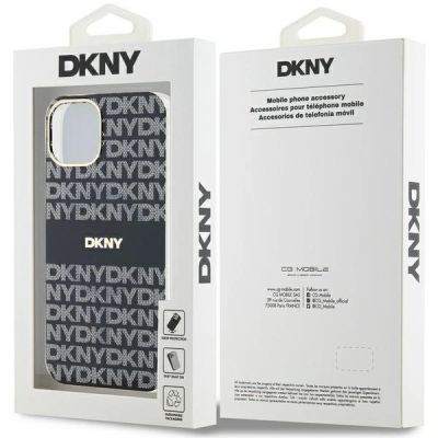 8. Etui DKNY IML Mono & Stripe MagSafe na iPhone 15 / 14 / 13 - czarne