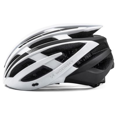 5. Kask rowerowy MTB Wozinsky z odpinanym daszkiem i tylną lampką USB 57-62 cm - czarno-biały