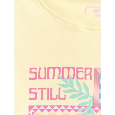 5. T-shirt regular z nadrukiem dziewczęcy 4F 4FJRSS26TTSHF4418-73S