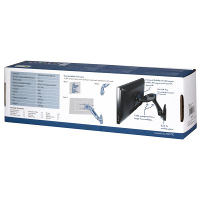 23. Uchwyt ścienny do monitora Arctic W1-3D z technologią podnośnika gazowego 8kg - 33cm (13") - 81.3cm (32") - 75x75mm - 100x100mm