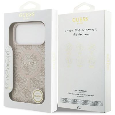 8. Etui Guess 4G Ring Classic Logo MagSafena iPhone 17 Pro Max - różowe