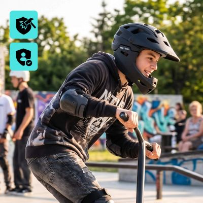 19. Kask rowerowy full-face Meteor Hydra S 51-55 cm czarny