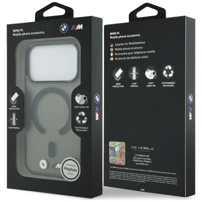 8. Etui BMW M IML Frosted Metal Logo & Trims MagSafe na iPhone 18 Pro Max / 17 Pro Max - czarne