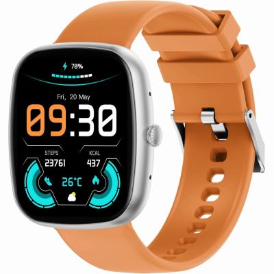 5. Smartwatch Męski GRAVITY GT18-4 Pomarańczowy Pasek Silikonowy + Czarny Pasek