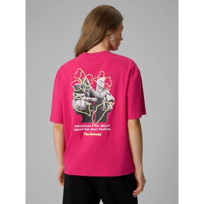2. T-shirt loose z nadrukiem damski 4F 4FRSS26TTSHF3706-53S