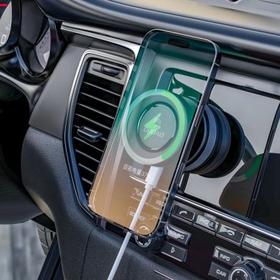 2. Uchwyt samochdowy Dudao F24MAX z ładowarką bezprzewodową 15W kompatybilny z MagSafe z automatyczną przyssawką - czarny