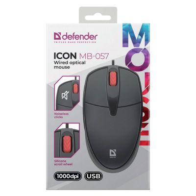 3. DEFENDER MYSZ ICON MB-057 CZARNA OPTICAL 1000dpi 3P