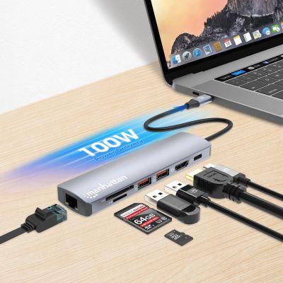 7. Manhattan 153966 stacja dokująca Przewodowa USB 3.2 Gen 2 (3.1 Gen 2) Type-C Srebrny