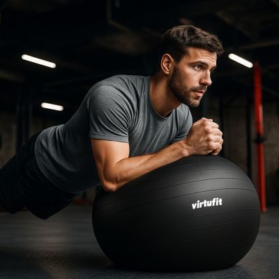 7. VIRTUFIT PIŁKA GIMNASTYCZNA ANTI-BURST PRO Z POMPKĄ SZARA 65 CM