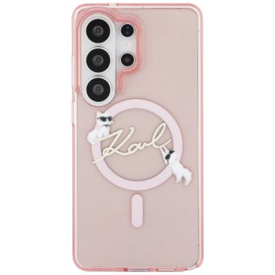 3. Etui Karl Lagerfeld IML KC Script MagSafe na Samsung Galaxy S26 Ultra - różowe