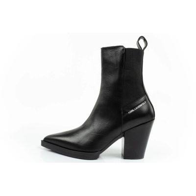 11. Karl Lagerfeld Kowboy buty damskie botki kowbojki skórzane czarne