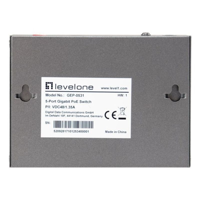 2. LevelOne PoE+Switch 3xGE PoE/1xHi-PoE 60W unmanaged Plastik