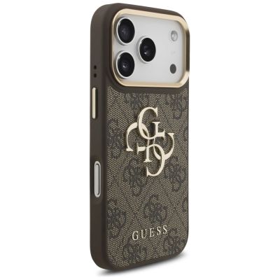 4. Etui Guess 4G Big 4G Classic Logo Big Strap Metal Buttons na iPhone 17 Pro - brązowe