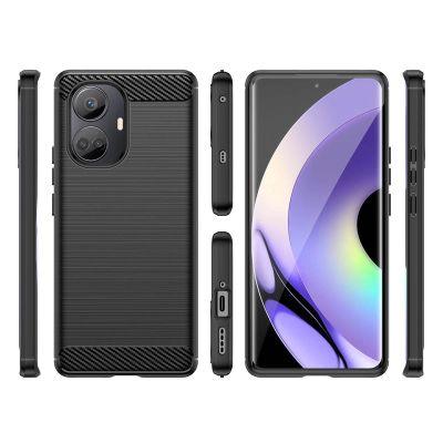3. Carbon Case etui do Realme 10 Pro+ elastyczny silikonowy karbonowy pokrowiec czarne