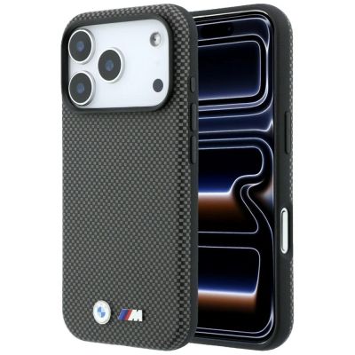 Etui BMW M Quadrille Kevlar Metal Logo MagSafe na iPhone 17 Pro Max / 18 Pro Max - szare
