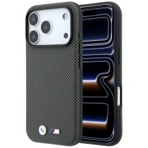 Etui BMW M Quadrille Kevlar Metal Logo MagSafe na iPhone 17 Pro Max / 18 Pro Max - szare