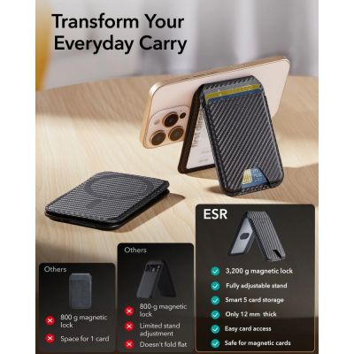 2. Portfel magnetyczny ESR Classic RFID Magnetic Wallet Stand MagSafe na telefon - czarny