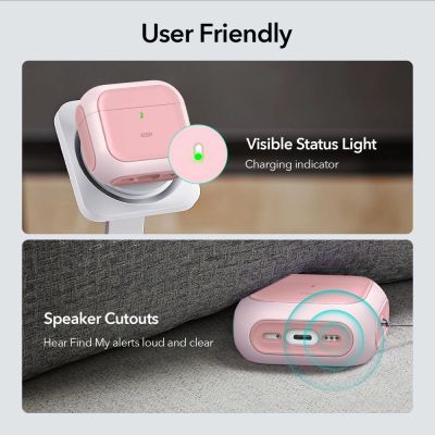 5. Etui ESR Orbit Halolock MagSafe na AirPods 4 - różowe