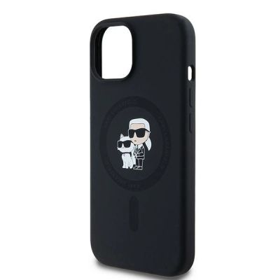 6. Etui Karl Lagerfeld Silicone Karl&Choupette MagSafe na iPhone 15 Plus / 14 Plus - czarne