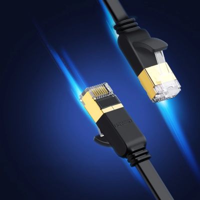 6. Ugreen płaski kabel przewód internetowy sieciowy Ethernet patchcord RJ45 Cat 7 STP LAN 10 Gbps 3 m czarny (NW106 11262)
